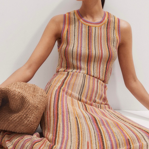 ME+EM - SET Metallic Textured Stripe Knit Vest/ Tank & Skirt - Picture 1 of 16
